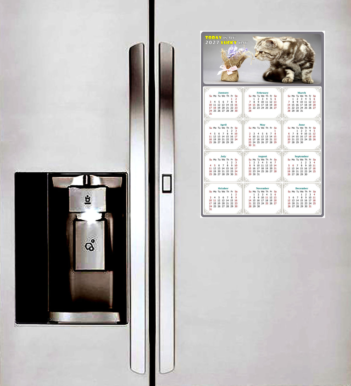 2027 Peel & Stick Calendar - Today is my Lucky Day Removable - Cat 025 (9"x 6")