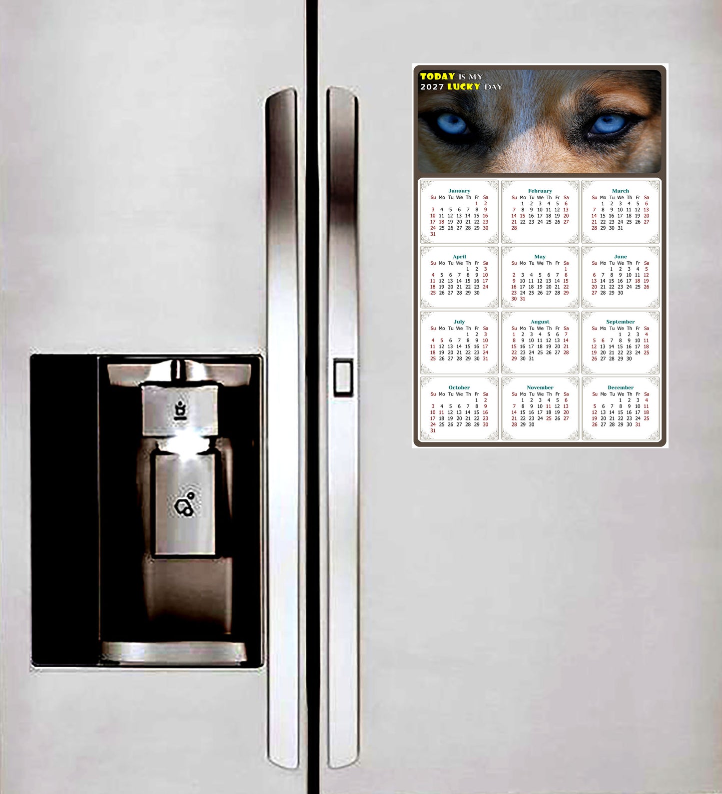 2027 Magnetic Calendar - Today is My Lucky Day (Fade, Tear, and Water Resistant)- Dogs Themed 03