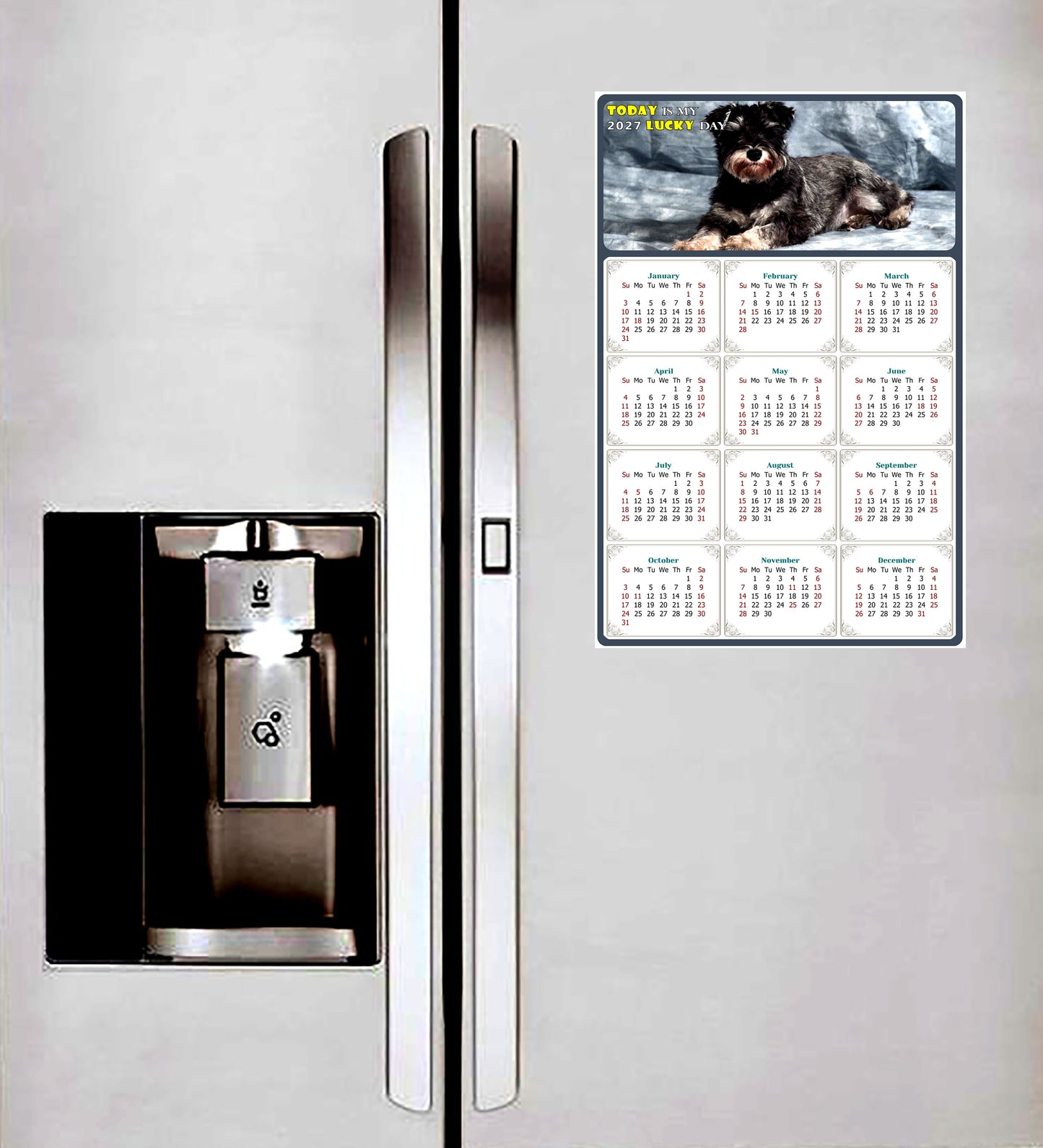 2027 Magnetic Calendar - Today is My Lucky Day (Fade, Tear, and Water Resistant)- Dogs Themed 010