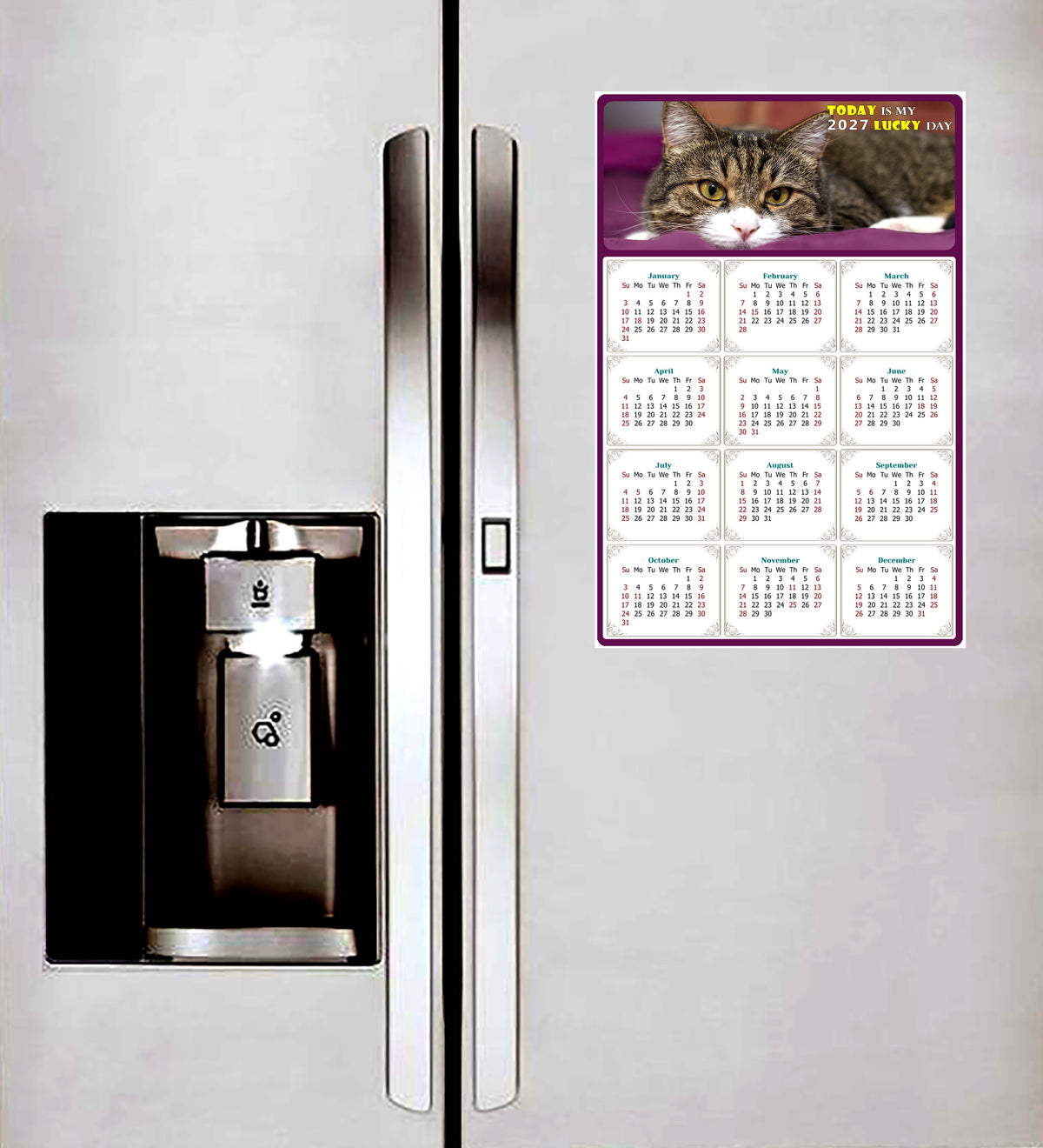 2027 Peel & Stick Calendar - Today is my Lucky Day Removable - Cat 022 (9"x 6")