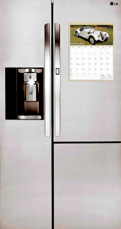 2027 Calendar Magnetic Peel & Stick 12 Months 8.5" x 11" Classic Cars