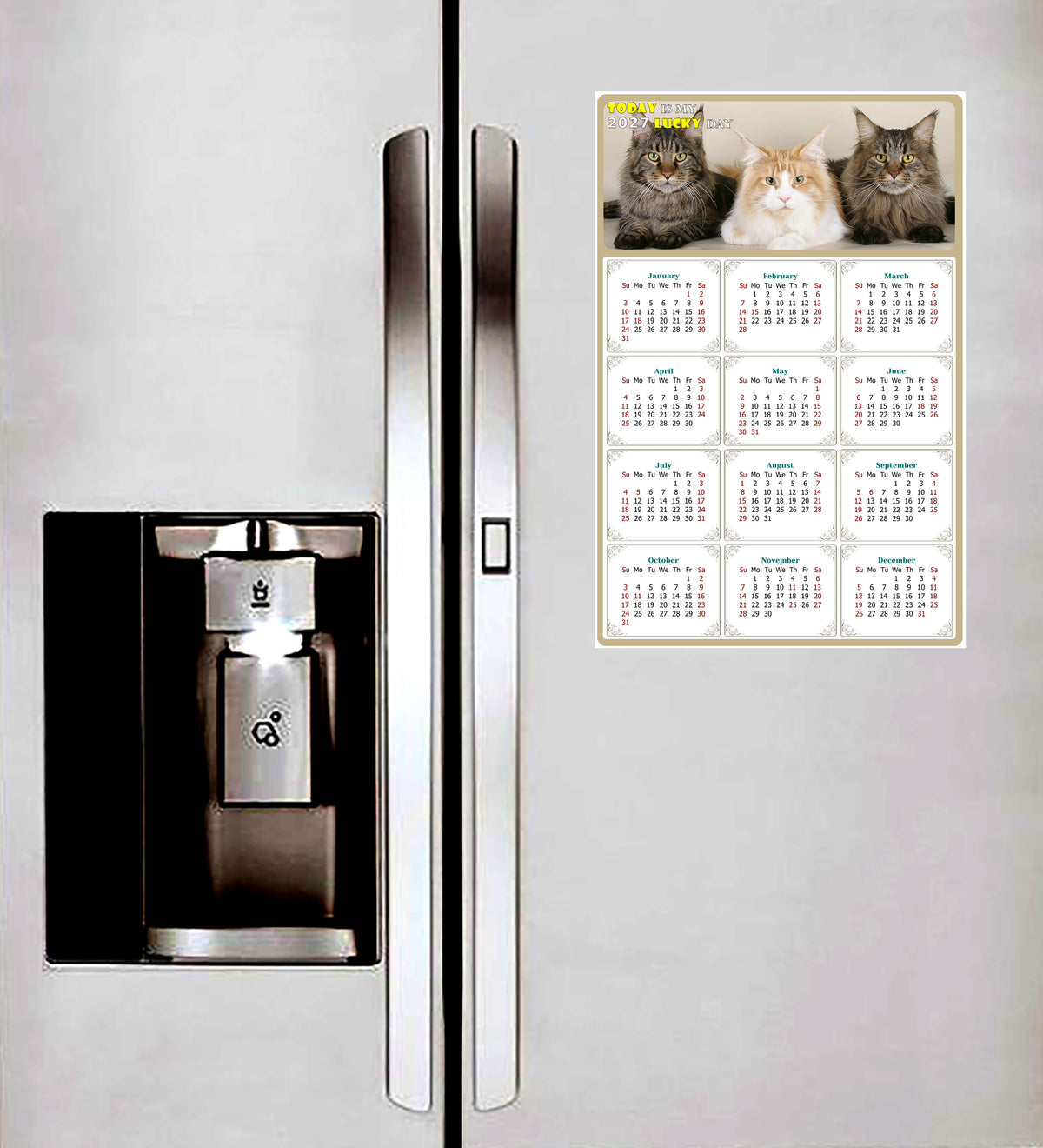 2027 Peel & Stick Calendar - Today is my Lucky Day Removable - Cat 015 (12"x 8")