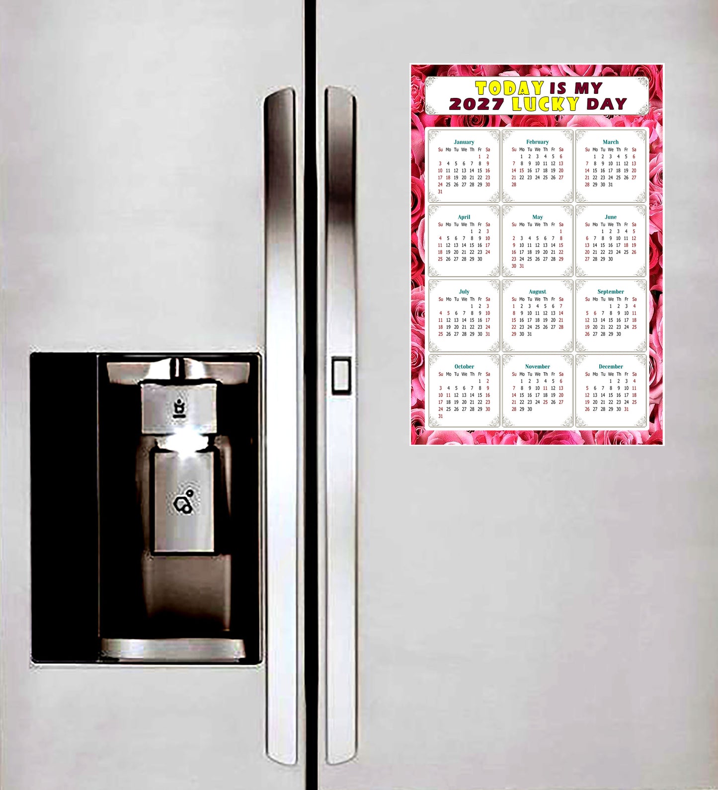 2027 Magnetic Calendar - Calendar Magnets - Today is my Lucky Day - (Fade, Tear, and Water Resistant) - Themed 028