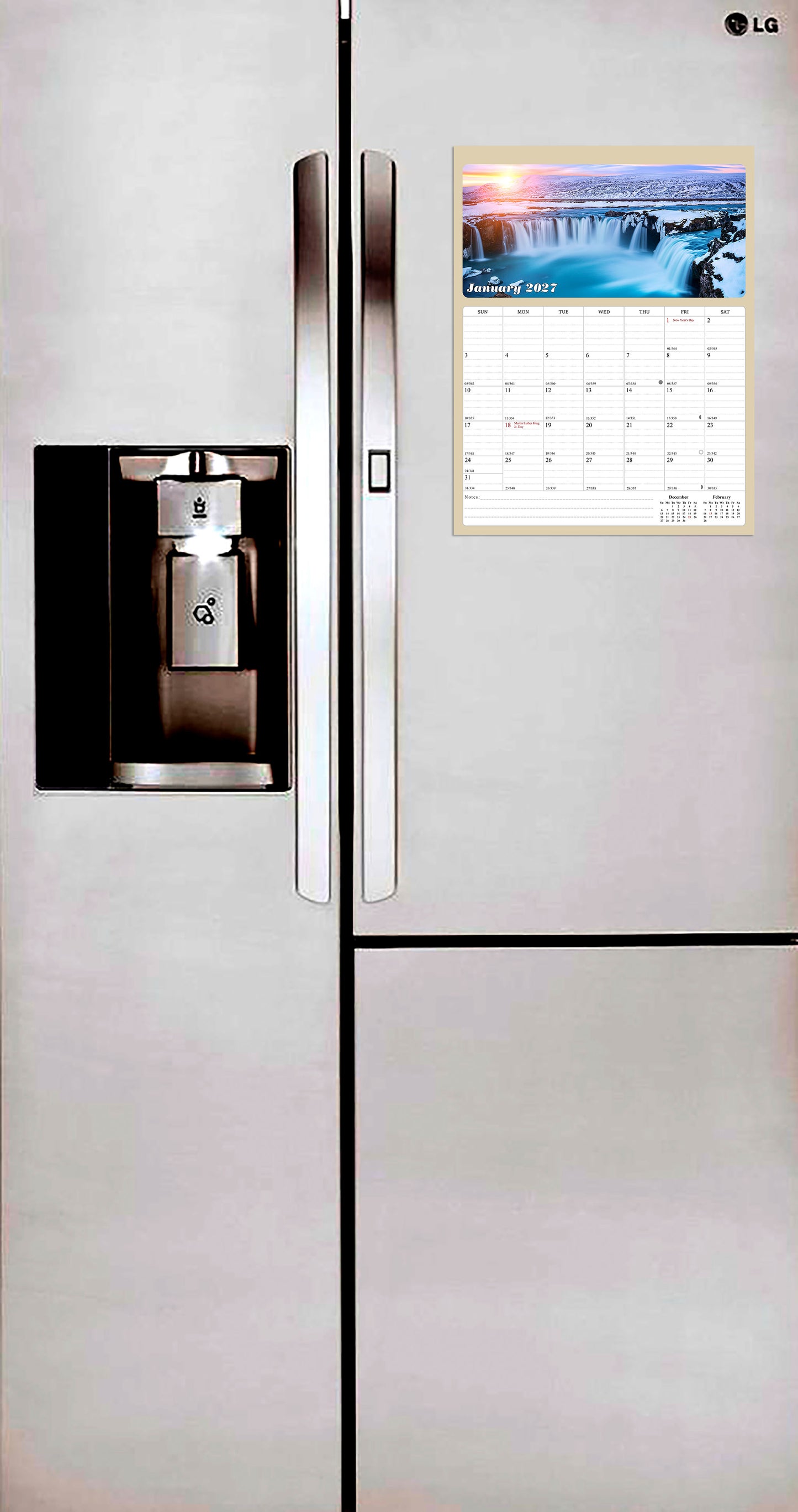 2026 - 2027 Calendar Magnetic Peel & Stick 18 Months 8.5" x 11" Sunset&Sunrise