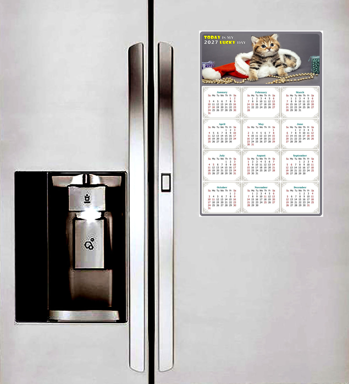 2027 Peel & Stick Calendar - Today is my Lucky Day Removable - Cat 023 (9"x 6")