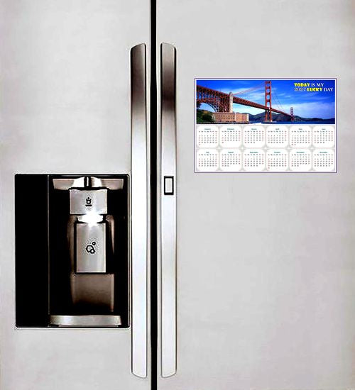 2027 Peel & Stick Calendar - Today is my Lucky Day - Removable - Golden Gate Bridge (9"x 6")