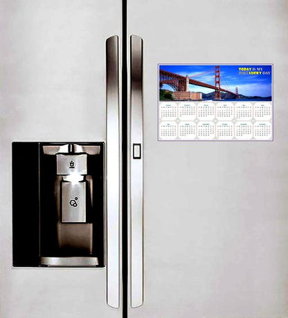 2027 Peel & Stick Calendar - Today is my Lucky Day - Removable - Golden Gate Bridge (9"x 6")