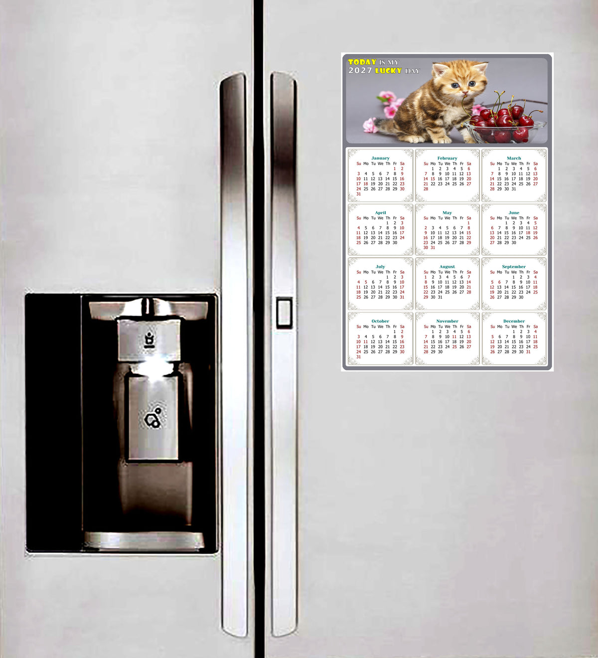 2027 Peel & Stick Calendar - Today is my Lucky Day Removable - Cat 016 (12"x 8")