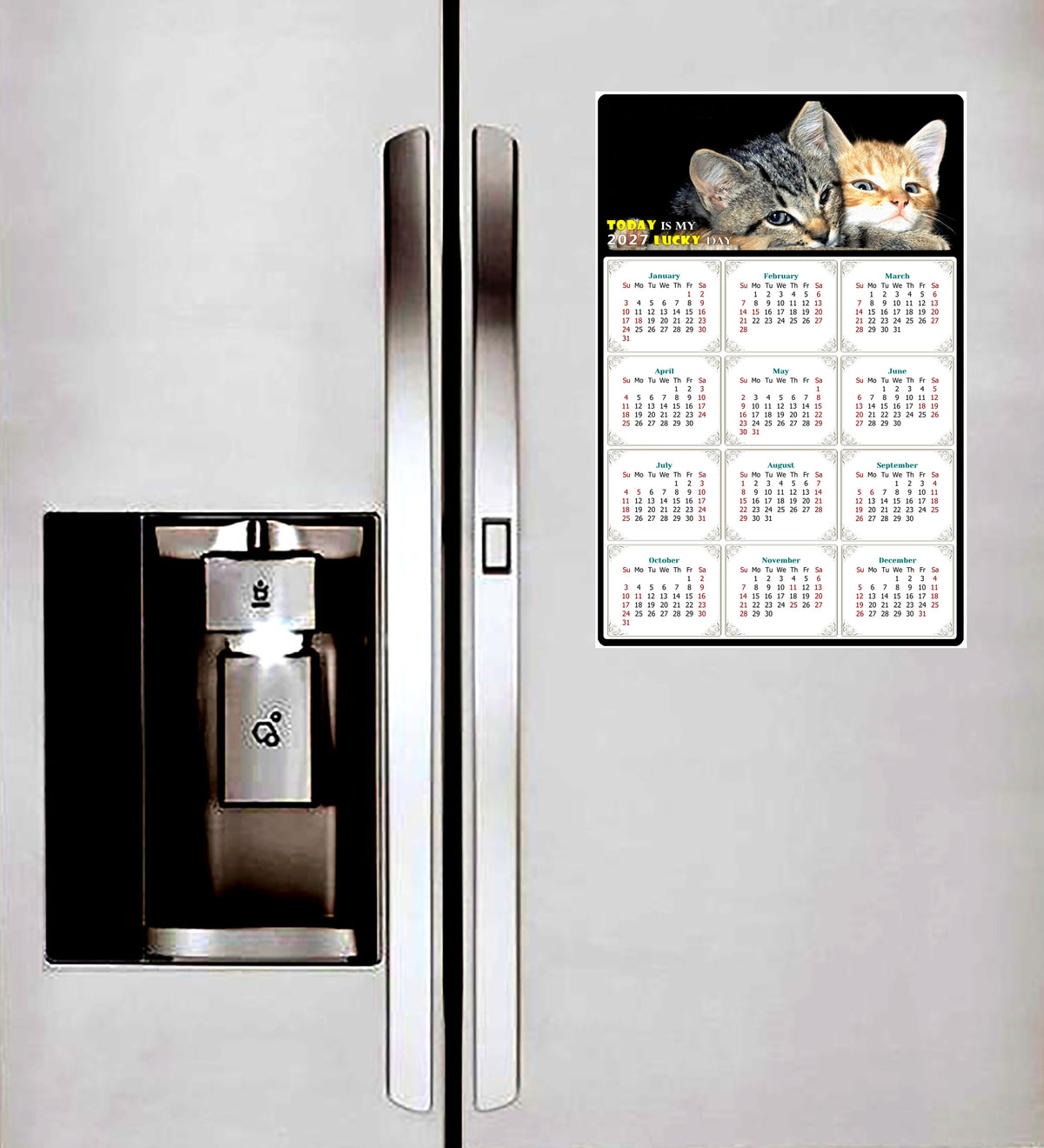 2027 Peel & Stick Calendar - Today is my Lucky Day Removable - Cat 010 (9"x 6")
