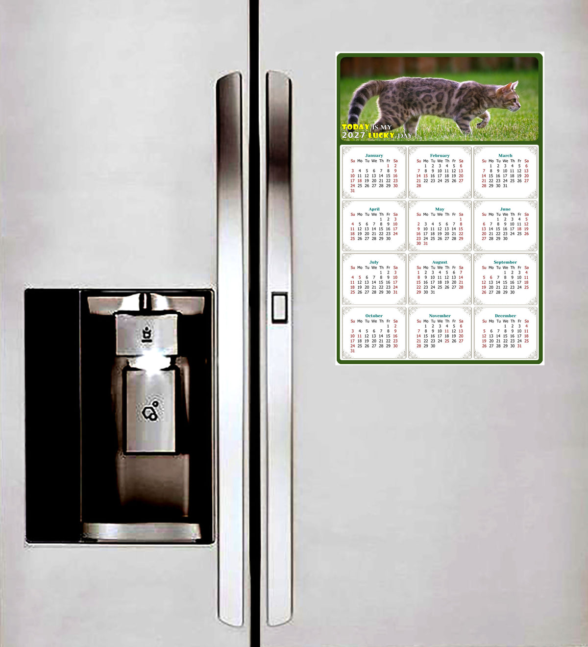 2027 Peel & Stick Calendar - Today is my Lucky Day Removable - Cat 09 (9"x 6")