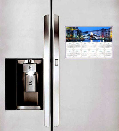 2027 Peel & Stick Calendar - Today is my Lucky Day - Removable - Nightlife on The Canal (9"x 6")