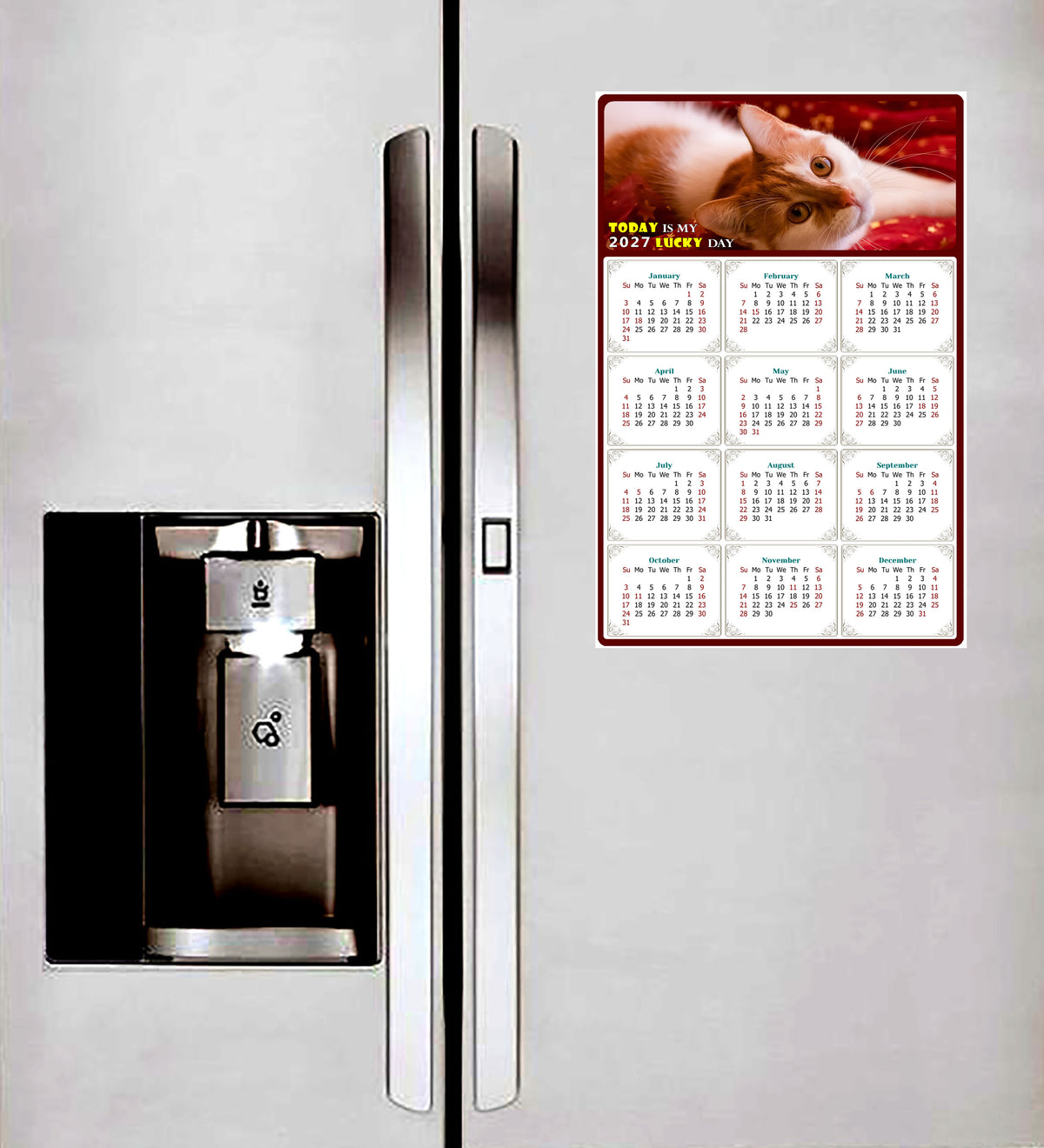 2027 Peel & Stick Calendar - Today is my Lucky Day Removable - Cat 07 (9"x 6")