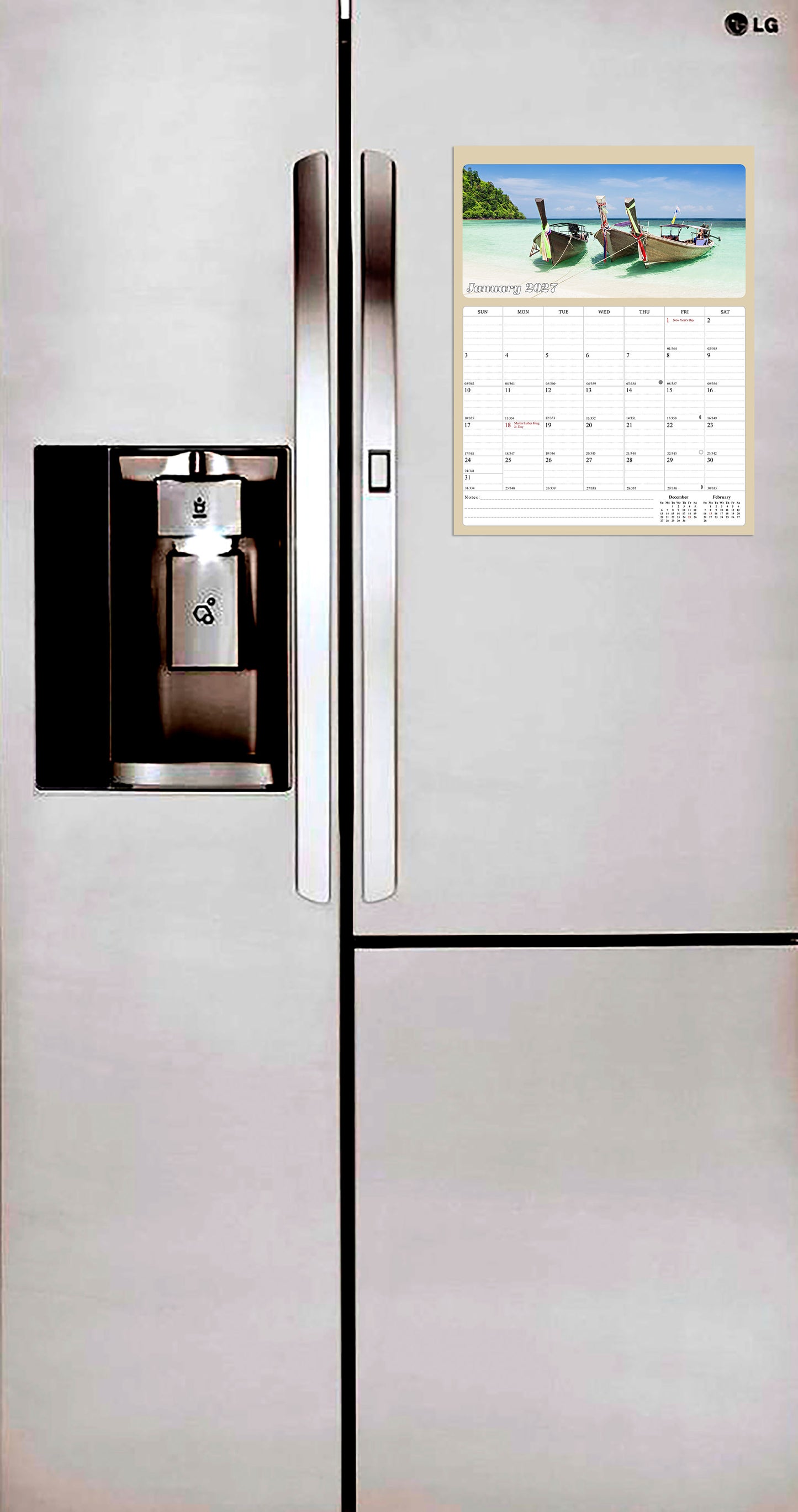 2026 - 2027 Calendar Magnetic Peel & Stick 18 Months Planner 8.5" x 11" Beaches