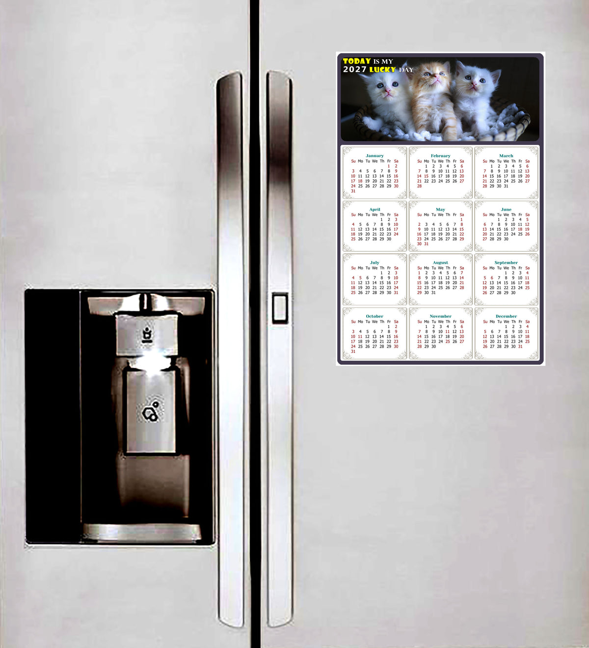 2027 Peel & Stick Calendar - Today is my Lucky Day Removable - Cat 011 (9"x 6")