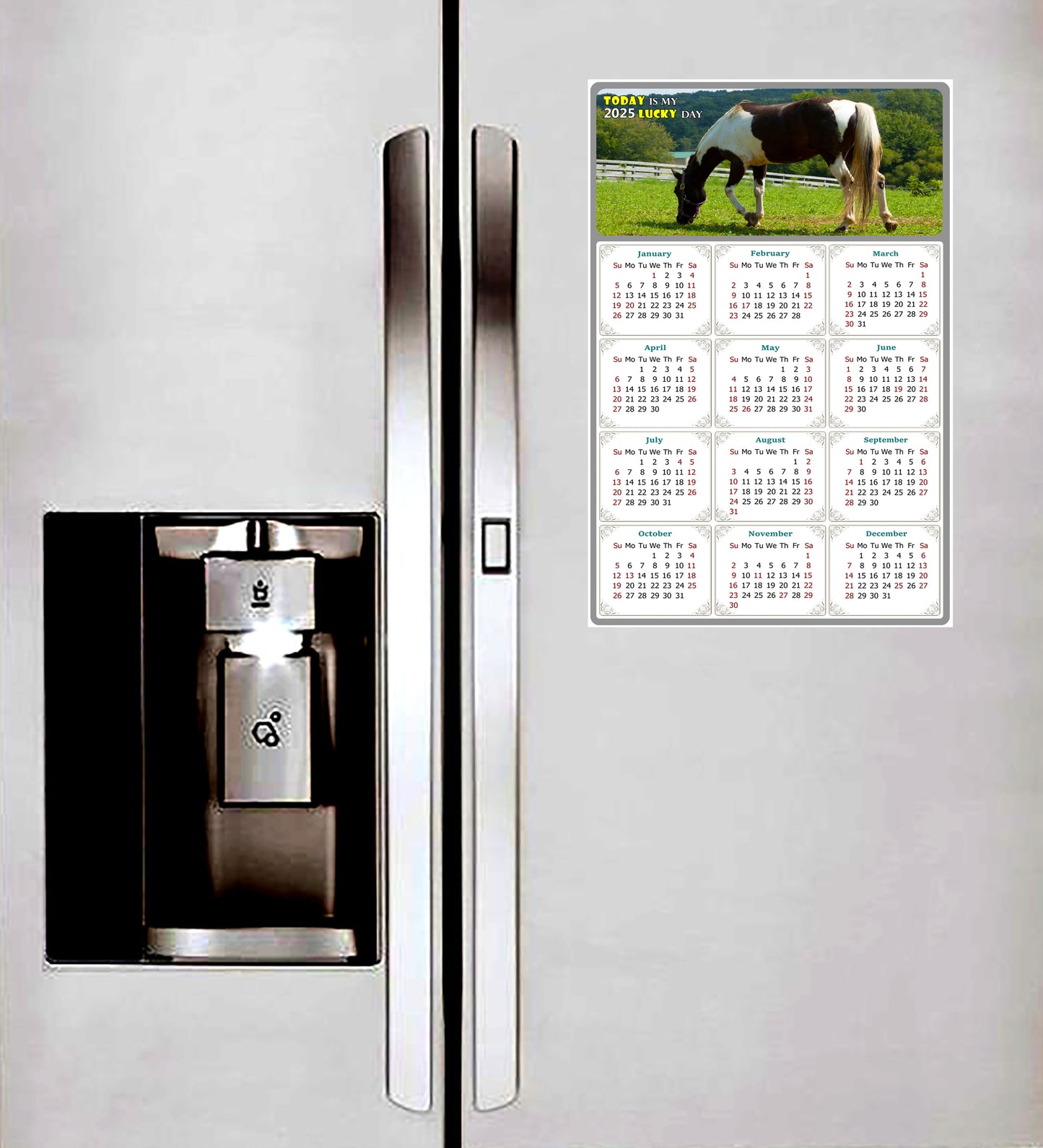 2025 Magnetic Calendar - Calendar Magnets - Today is my Lucky Day - (Fade, Tear, and Water Resistant) - Horses Themed 020