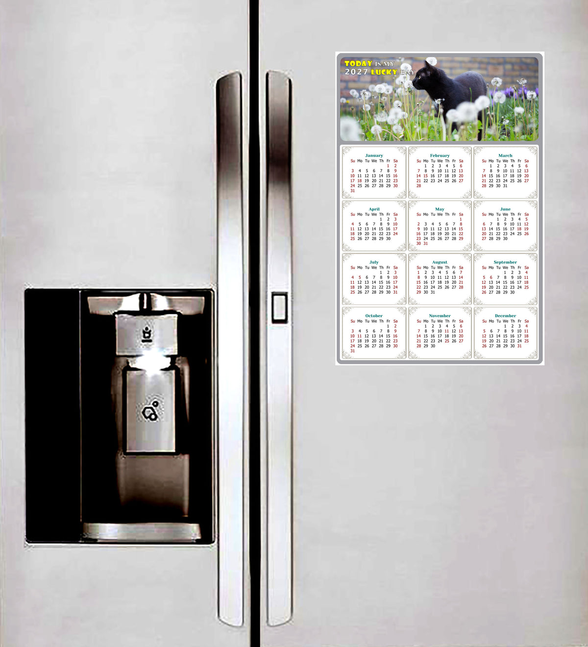 2027 Peel & Stick Calendar - Today is my Lucky Day Removable - Cat 05 (12"x 8")