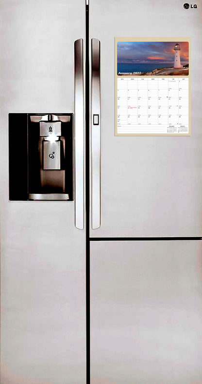 2027 Calendar Magnetic Peel & Stick 12 Months 8.5" x 11" Lighthouses
