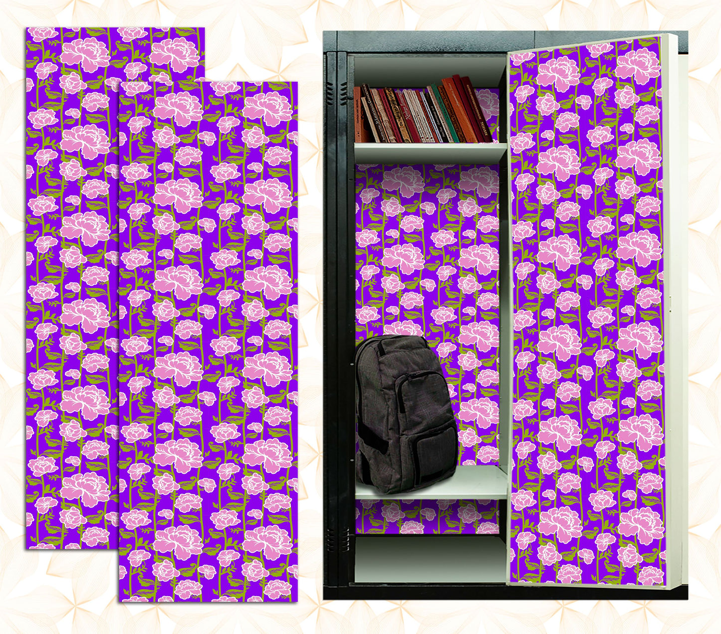 Magnetic Locker Wallpaper - Pack of 2 Rolls - (Flowers) (vg016)