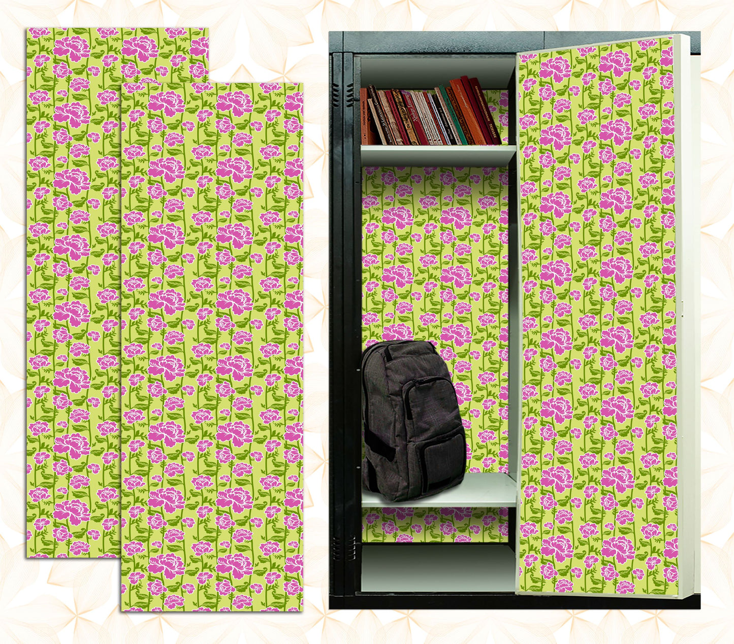 Magnetic Locker Wallpaper - Pack of 2 Rolls - (Flowers) (vg015)
