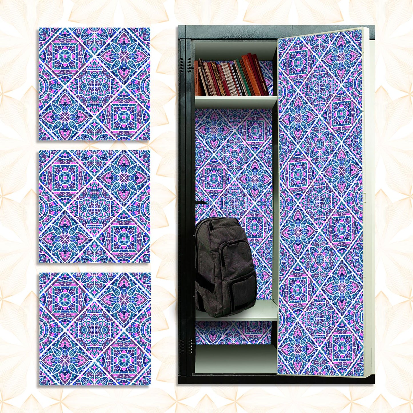 Deluxe School Locker Magnetic Wallpaper - Pack of 3 Sheets - Geometric (vg 023)