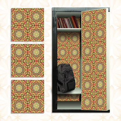 Deluxe School Locker Magnetic Wallpaper (Full sheet Magnetic) - Full Cover Standard Half Lockers - Trimmable, Easy Install, Remove & Reuse - Pack of 12 Sheets - (Yellow and Red Mandala vr30)
