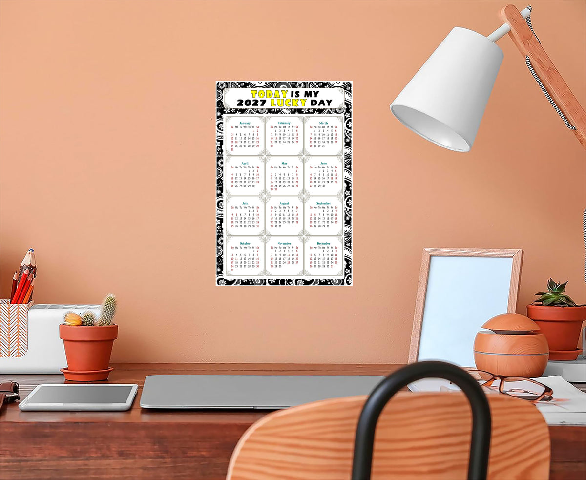 2027 Peel & Stick Calendar - Today is my Lucky Day Removable - 011