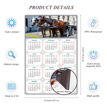 2024 Magnetic Calendar - Calendar Magnets - Today is my Lucky Day - (Fade, Tear, and Water Resistant) - Horses Themed 018