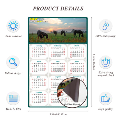 2024 Magnetic Calendar - Calendar Magnets - Today is my Lucky Day - (Fade, Tear, and Water Resistant) - Horses Themed 04