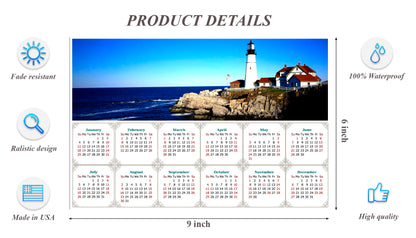 2026 Peel & Stick Calendar - Today is my Lucky Day - Removable -  Portland lighthouse (9"x 6")