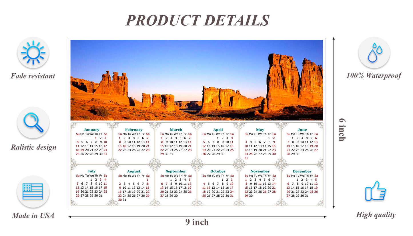 2026 Peel & Stick Calendar - Today is my Lucky Day - Removable - Arches National Park (9"x 6")