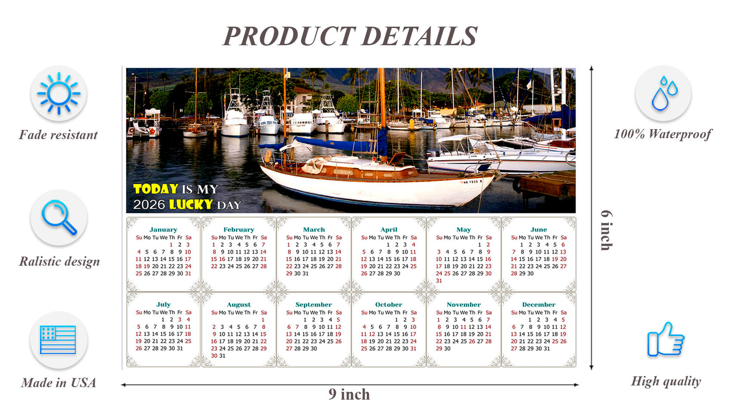 2026 Peel & Stick Calendar - Today is my Lucky Day - Removable, Repositionable - 049 (9"x 6")