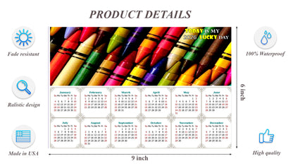 2026 Peel & Stick Calendar - Today is my Lucky Day - Removable, Repositionable - 042 (9"x 6")