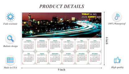 2026 Peel & Stick Calendar - Today is my Lucky Day - Removable, Repositionable - 051 (9"x 6")