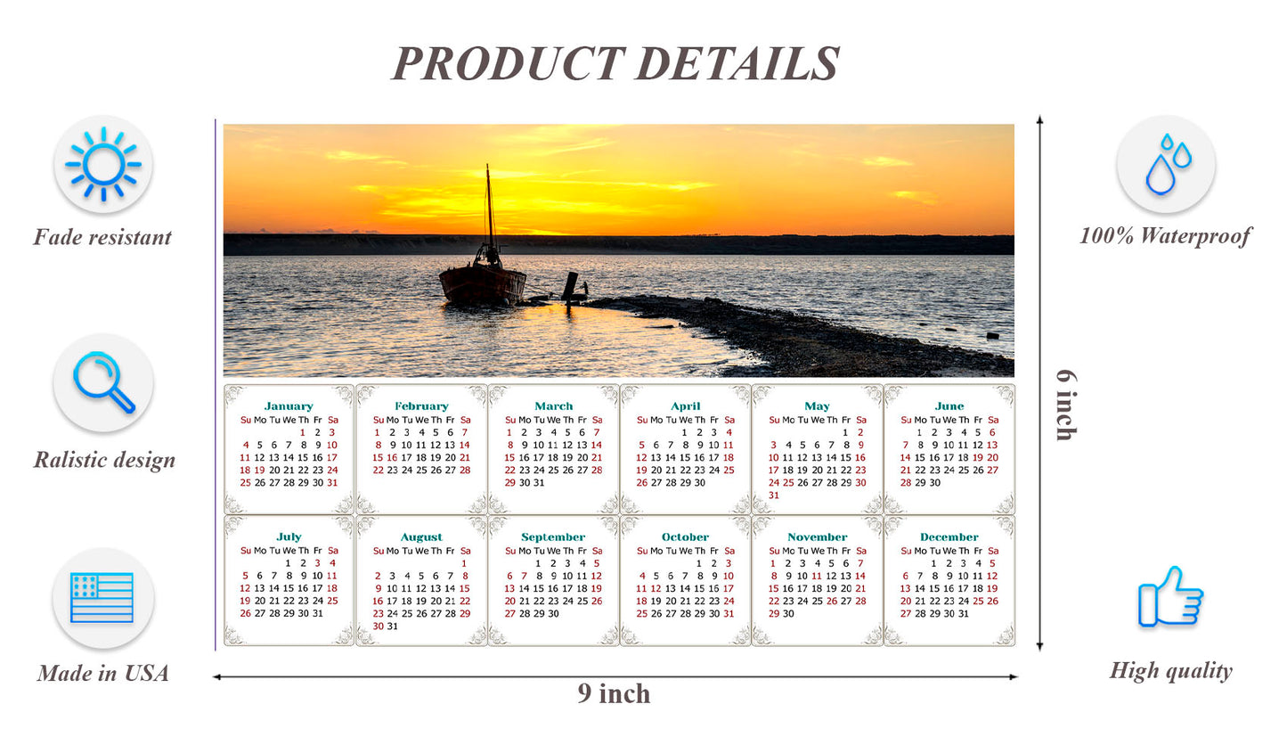 2026 Peel & Stick Calendar - Today is my Lucky Day - Removable - Salt lake near Odesa (9"x 6")