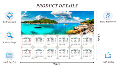 2026 Peel & Stick Calendar - Today is my Lucky Day - Removable -  Racha (Raya) resort (9"x 6")