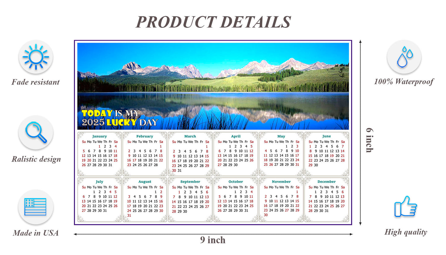 2025 Peel & Stick Calendar - Today is my Lucky Day - Removable, Repositionable - 015 (9"x 6")