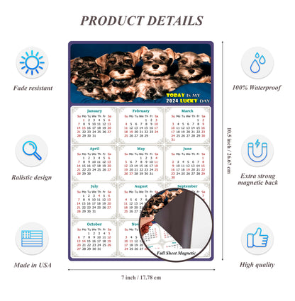 2024 Magnetic Calendar - Today is My Lucky Day (Fade, Tear, and Water Resistant)- Dogs Themed 08