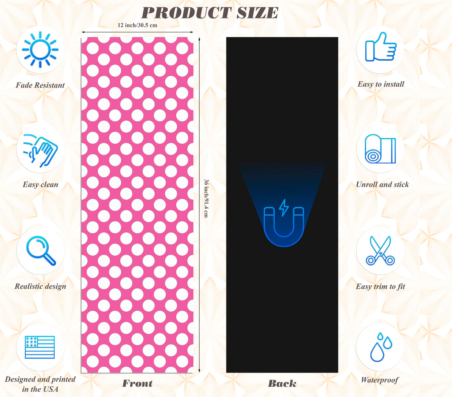 Magnetic Locker Wallpaper - Pack of 2 Rolls Polka Dot (vg 001)