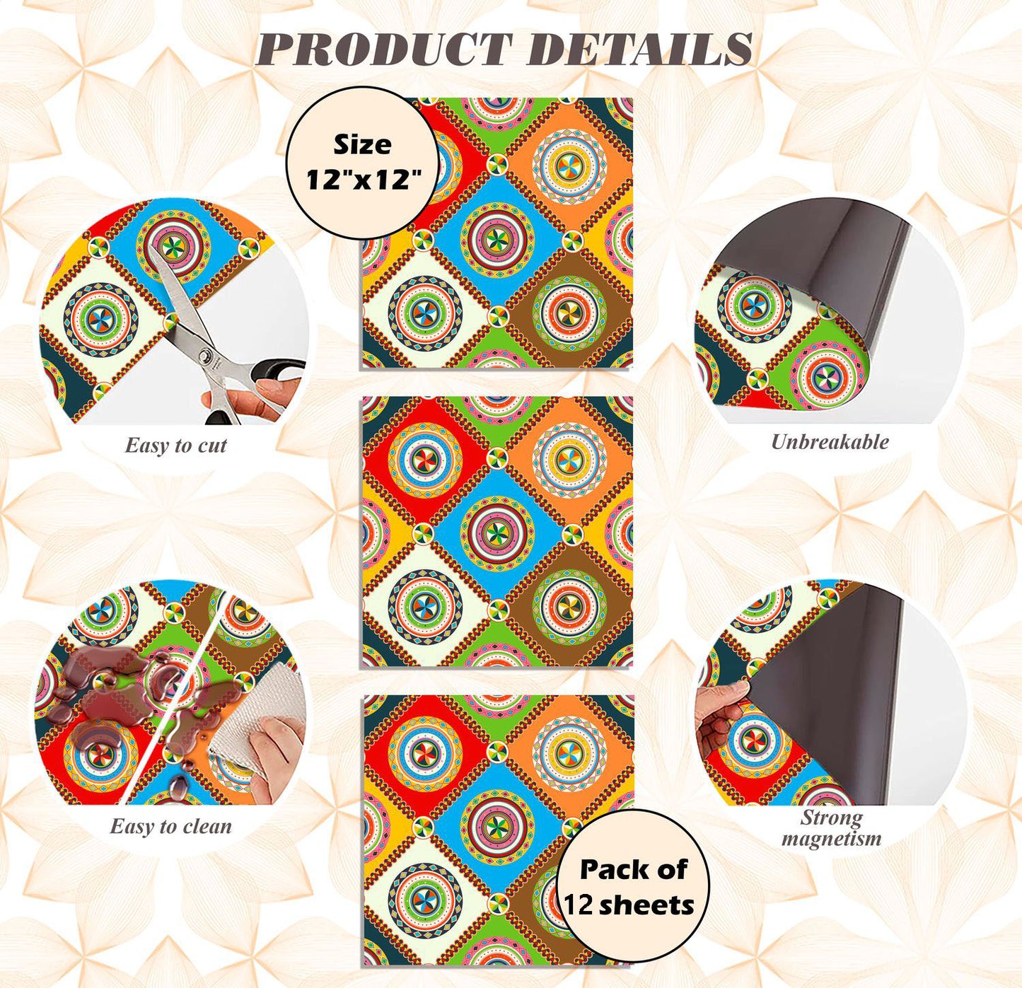 Deluxe School Locker Magnetic Wallpaper (Full sheet Magnetic) - Full Cover Standard Half Lockers - Trimmable, Easy Install, Remove & Reuse - Pack of 12 Sheets - Geometric (vg 019)