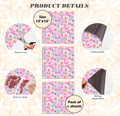 School Locker Magnetic Wallpaper - Pack of 12 Sheets - (Flowers vg07)