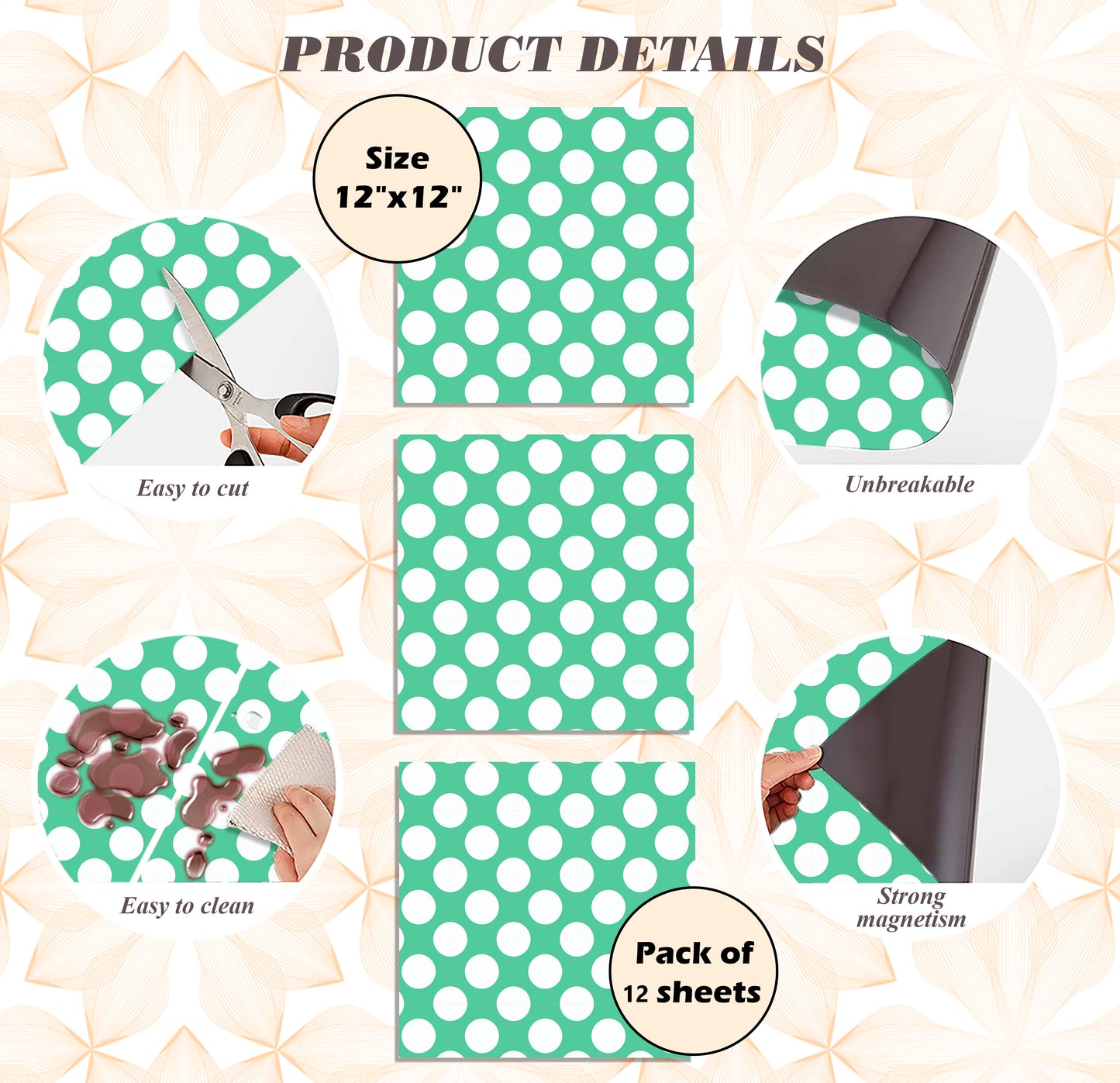 School Locker Magnetic Wallpaper - Pack of 12 Sheets - Polka Dot (vg 002)