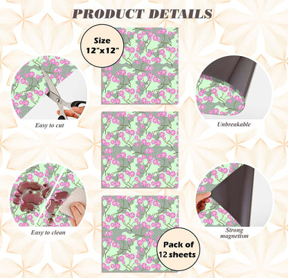 Deluxe School Locker Magnetic Wallpaper  Full Cover Standard Half Lockers Pack of 12 Sheets - (Flowers) (vg 031)
