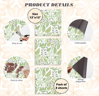 PELICAN INDUSTRIAL Deluxe School Locker Magnetic Wallpaper (Full Sheet Magnetic) - Full Cover Standard Half Lockers Pack of 12 Sheets - (Green Leaves vr44)