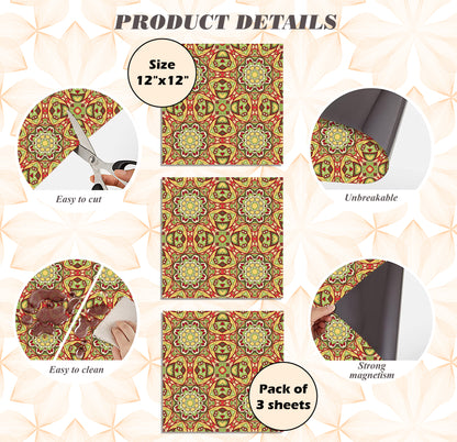 Deluxe School Locker Magnetic Wallpaper (Full sheet Magnetic) - Full Cover Standard Half Lockers - Trimmable, Easy Install, Remove & Reuse - Pack of 12 Sheets - (Yellow and Red Mandala vr30)