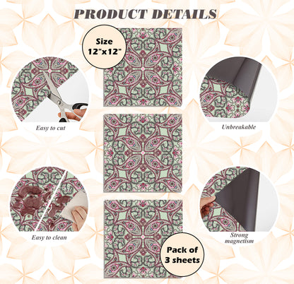 Deluxe School Locker Magnetic Wallpaper (Full sheet Magnetic) - Full Cover Standard Half Lockers - Trimmable, Easy Install, Remove & Reuse - Pack of 12 Sheets - (Floral with Flowers vr32)