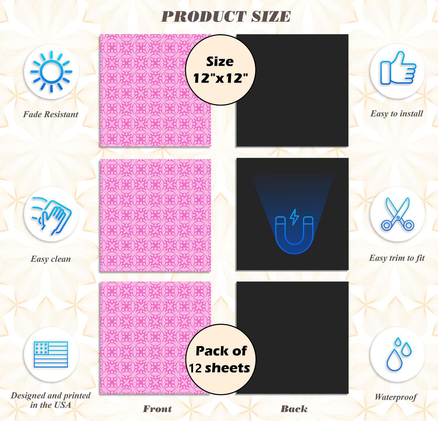 School Locker Magnetic Wallpaper - Pack of 12 Sheets - Geometric (vg 017)