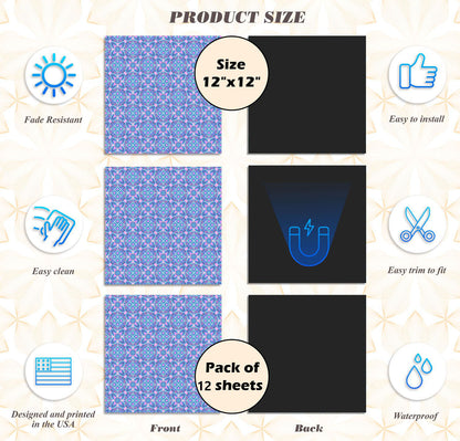 Deluxe School Locker Magnetic Wallpaper (Full sheet Magnetic) - Full Cover Standard Half Lockers - Trimmable, Easy Install, Remove & Reuse - Pack of 12 Sheets - Geometric (vg 026)