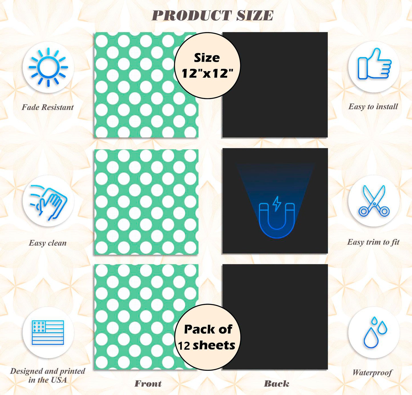 School Locker Magnetic Wallpaper - Pack of 12 Sheets - Polka Dot (vg 002)