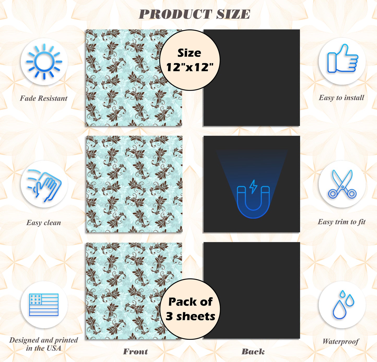 PELICAN INDUSTRIAL Deluxe School Locker Magnetic Wallpaper (Full Sheet Magnetic) - Full Cover Standard Half Lockers - Trimmable, Easy Install, Remove & Reuse - Pack of 12 Sheets - (vr70)
