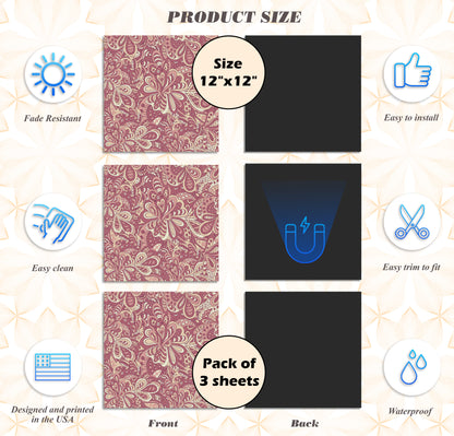 PELICAN INDUSTRIAL Deluxe School Locker Magnetic Wallpaper (Full Sheet Magnetic) - Full Cover Standard Half Lockers Pack of 12 Sheets - (Floral vr29)